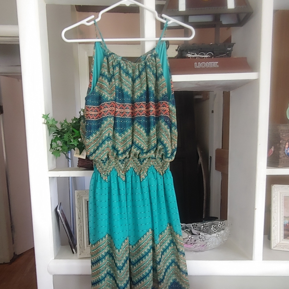 Turquoise bunched waist Midi